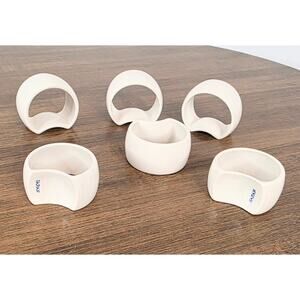 Set of 6 Vintage Porcelain White Napkin Rings Made in Japan Classic Minimalist